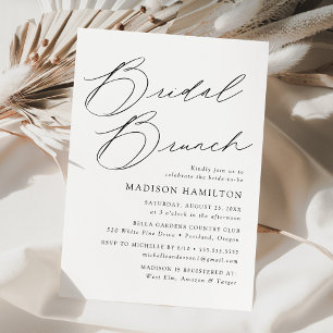 Modern Elegant Zwart Script Vrijgezellenfeest Brun Kaart