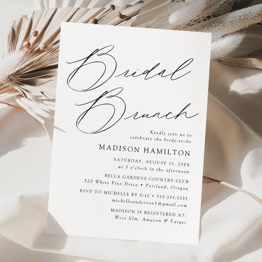 Modern Elegant Zwart Script Vrijgezellenfeest Brun Kaart