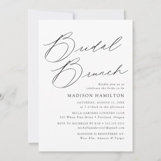 Modern Elegant Zwart Script Vrijgezellenfeest Brun Kaart (Voorkant)