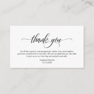 Modern Elegant, Zwart Script, Wedding Dank u Informatiekaartje