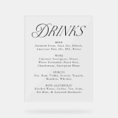 Modern Elegant Zwart Typografie Bruiloft Drink Men Acryl Bord (Voorkant)