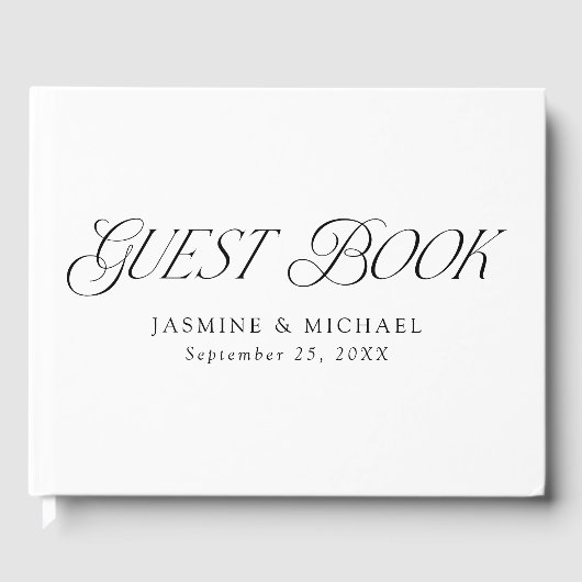 Modern Elegant Zwart Typografie Bruiloft Gastenboek (Voorkant)