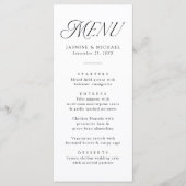 Modern Elegant Zwart Typografie Bruiloft Menu (Voorkant)