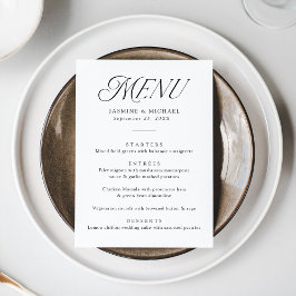 Modern Elegant Zwart Typografie Bruiloft Menu