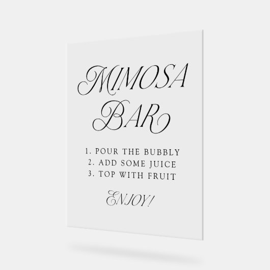 Modern Elegant Zwart Typografie Bruiloft Mimosa Ba Acryl Bord (Hoek)
