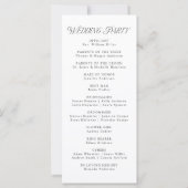 Modern Elegant Zwart Typografie Bruiloft Programma (Achterkant)