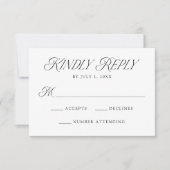 Modern Elegant Zwart Typografie Bruiloft RSVP Kaartje (Voorkant)