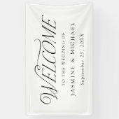 Modern Elegant Zwart Typografie Bruiloft Welkom Spandoek (Verticaal)