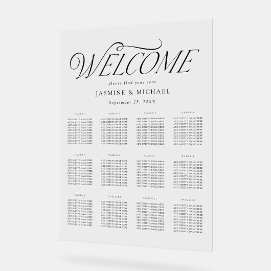 Modern Elegant Zwart Typografie Zitkaart Acryl Bord (Hoek)