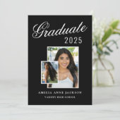 Modern Elegant Zwart & Wit 2025 Afstuderen Foto Aankondiging (Staand voorkant)