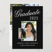 Modern Elegant Zwart & Wit 2025 Afstuderen Foto Kaart (Voorkant / Achterkant)
