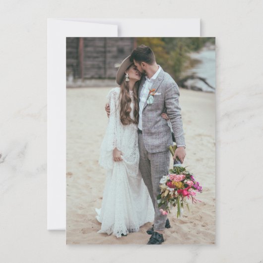 Modern Elegant Zwart-wit 2 foto bruiloft Bedankkaart (Achterkant)