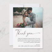 Modern Elegant Zwart-wit 2 foto bruiloft Bedankkaart (Voorkant)