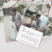 Modern Elegant Zwart-wit 2 foto bruiloft Bedankkaart