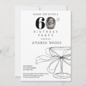 Modern elegant zwart-wit 60e verjaardagsfeest kaart (Voorkant)
