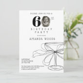 Modern elegant zwart-wit 60e verjaardagsfeest kaart (Staand voorkant)