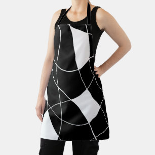 Modern elegant zwart-wit abstract patroon schort