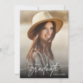 Modern Elegant Zwart-wit Afstudeerder Party Foto Kaart (Achterkant)