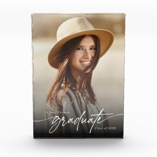 Modern Elegant Zwart-Wit Afstuderen Foto (Voorkant)