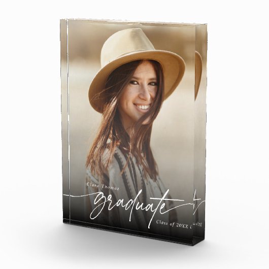 Modern Elegant Zwart-Wit Afstuderen Foto (Rechts)