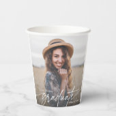 Modern Elegant Zwart-Wit Afstuderen Foto Papieren Bekers (Achterkant)