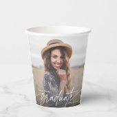 Modern Elegant Zwart-Wit Afstuderen Foto Papieren Bekers (Voorkant)