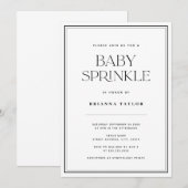 Modern Elegant Zwart & Wit Baby Sprinkle Kaart (Voorkant / Achterkant)