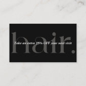 Modern Elegant Zwart Wit Beauty Korting Kaart (Achterkant)