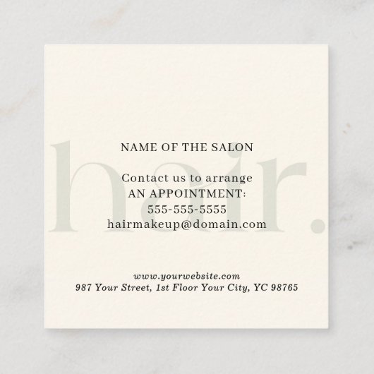 Modern Elegant Zwart Wit Beauty Korting Kaart (Achterkant)