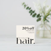 Modern Elegant Zwart Wit Beauty Korting Kaart (Staand voorkant)