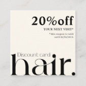 Modern Elegant Zwart Wit Beauty Korting Kaart (Voorkant)