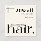 Modern Elegant Zwart Wit Beauty Korting Kaart (Voorkant)