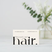 Modern Elegant Zwart Wit Beauty Korting Kaart (Staand voorkant)