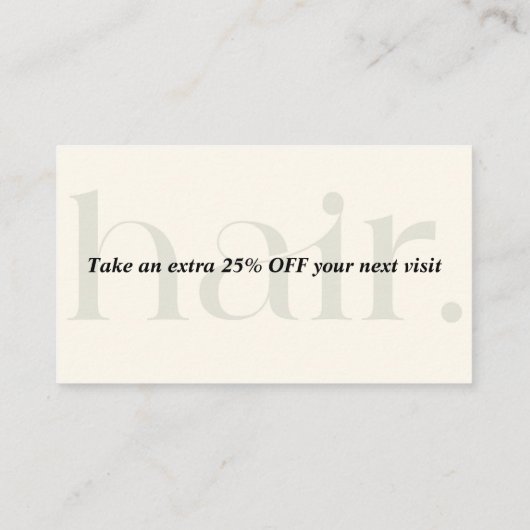 Modern Elegant Zwart Wit Beauty Korting Kaart (Achterkant)