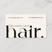 Modern Elegant Zwart Wit Beauty Korting Kaart (Voorkant)