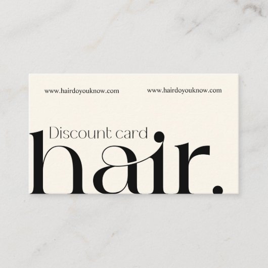 Modern Elegant Zwart Wit Beauty Korting Kaart (Voorkant)