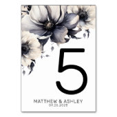 Modern Elegant Zwart Wit Bloemen Bruiloft Kaart (Voorkant)