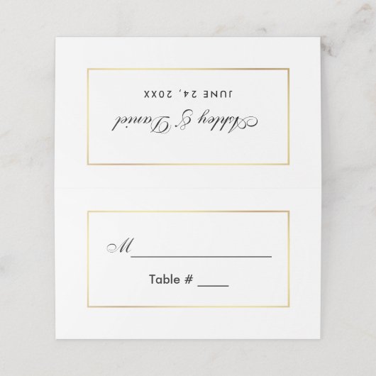 Modern Elegant Zwart & Wit Bruiloft G Plaatskaartje (Buitenkant ongevouwen)