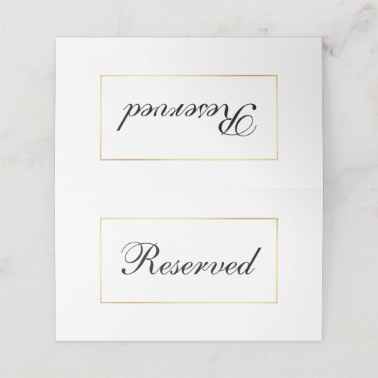 Modern Elegant Zwart & Wit Bruiloft Gereserveerd Plaatskaartje (Buitenkant ongevouwen)