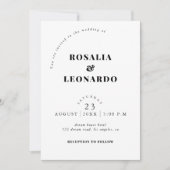 Modern Elegant Zwart-wit bruiloft Kaart (Voorkant)