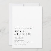 Modern Elegant Zwart-wit bruiloft Kaart (Voorkant)