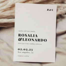 Modern Elegant Zwart-wit bruiloft Kaart