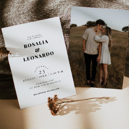 Modern Elegant Zwart-wit bruiloft Kaart