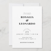 Modern Elegant Zwart-wit bruiloft Kaart (Voorkant)