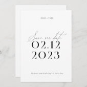 Modern Elegant Zwart-wit bruiloft Kaart (Voorkant / Achterkant)