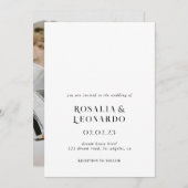 Modern Elegant Zwart-wit bruiloft Kaart (Voorkant / Achterkant)