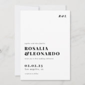 Modern Elegant Zwart-wit bruiloft Kaart (Voorkant)