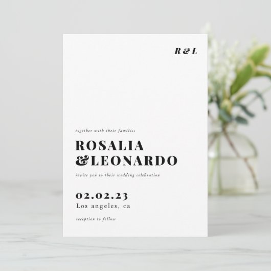 Modern Elegant Zwart-wit bruiloft Kaart