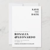 Modern Elegant Zwart-wit bruiloft Kaart (Voorkant)