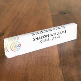 Modern Elegant Zwart-wit Business Logo Kantoor Naambordje